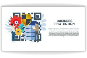 A man observing business protection. website page Business Protection. Modern flat design concept of web page design for website and mobile website vector