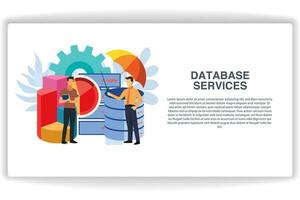 A man is understanding the database. website page Database Services. Modern flat design concept of web page design for website and mobile website vector