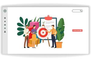 A man sets financial targets. website page Financial Target. Modern flat design concept of web page design for website and mobile website vector