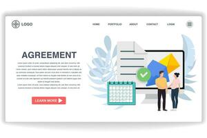 Women and men shaking hands. website page Agreement. Modern flat design concept of web page design for website and mobile website vector