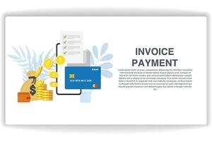 wallet and several stacks of coins . website page Invoice Payment. Modern flat design concept of web page design for website and mobile website vector