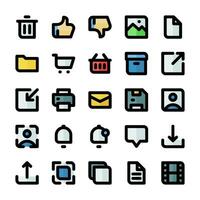 Essential UI icons, in colored outline style, for any purposes, including business, applications, web, music, multimedia, and others. vector