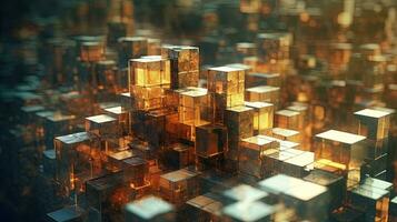 Abstract background with structure of cubes. Colorful cubes texture for technology backdrop. Generated AI. photo