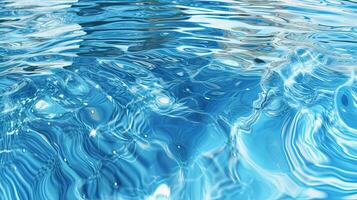 Ripples on the blue pool water. Shiny waves of clean pool water. Generated AI. photo