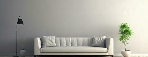 interior con sofá en moderno diseño. amplio sofá en el contemporáneo habitación. generado ai. foto