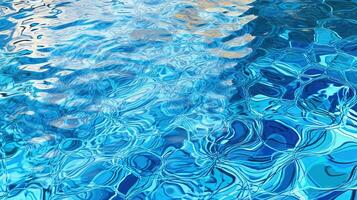 Ripples on the blue pool water. Shiny waves of clean pool water. Generated AI. photo