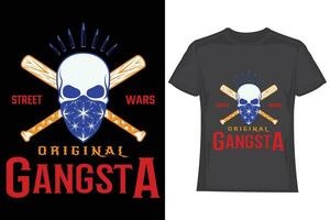 Gangster label badge emblem design elements. Gangsta style quotes. Thug life. Stay true. Street wars. Crossed weapon, skull in hat vector