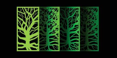 CNC laser cutting design natural tree concept vector