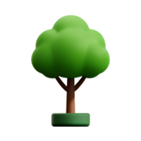 Tree 3d icon on white background. Green tree in cartoon style. Design element. Vector illustration. png