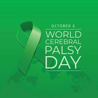 World Cerebral Palsy Day design template good for celebration usage. green ribbon flat design. ribbon design. flat design. vector eps 10.