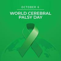 World Cerebral Palsy Day design template good for celebration usage. green ribbon flat design. ribbon design. flat design. vector eps 10.