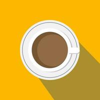 café hora concepto con blanco taza resumen en amarillo antecedentes. vector