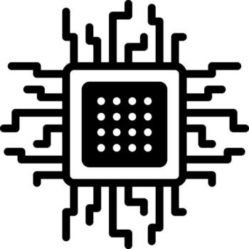 solid icon for processor vector