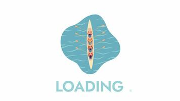 Rowing team oars 2D loading animation. Kayaking people, paddlers animated cartoon characters 4K video loader motion graphic. Rowing crew. Canoe team. Canoeing on river download, upload progress gif