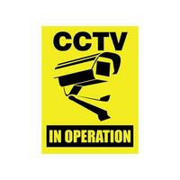 black cctv camera silhouette. warning poster concept design. vector
