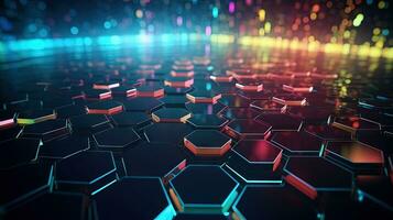 Abstract background with hexagonal tiles. Tech styled hex pattern. Generated AI. photo