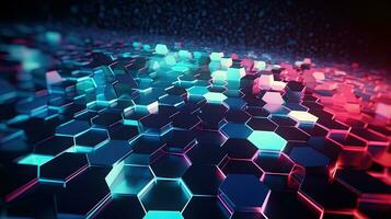 Abstract background with hexagonal tiles. Tech styled hex pattern. Generated AI. photo