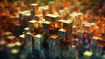 Abstract background with structure of cubes. Colorful cubes texture for technology backdrop. Generated AI. photo