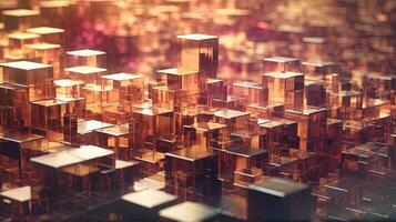 Abstract background with structure of cubes. Colorful cubes texture for technology backdrop. Generated AI. photo