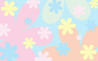 Flat vector floral pattern in pastel tones.