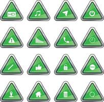 The green triangle button has several symbols. vector