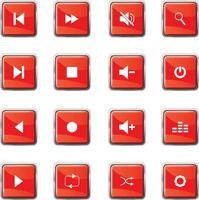el rojo cuadrado botón tiene varios símbolos vector