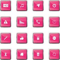 The pink square button has several symbols vector