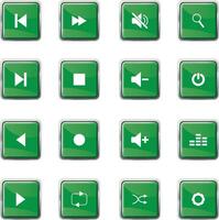 The green square button has several symbols. vector
