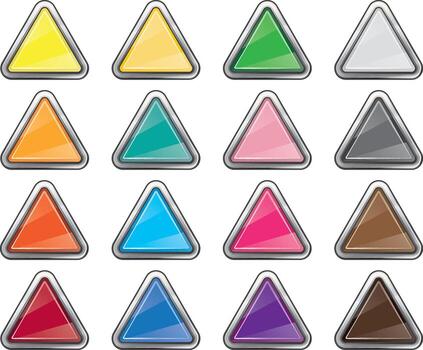 Multi colored triangle button symbol vector