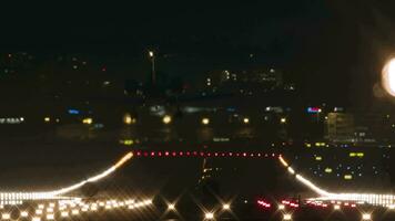 Airplane landing at night video