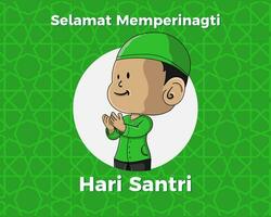 Social Media post Hari santri nasional or Indonesian national Muslim student day with Islamic students vector
