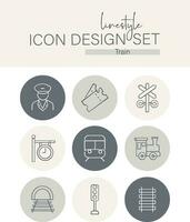 Linestyle Icon Design Set Train vector