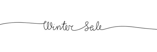 Winter Sale text, one line continuous words. Handwriting winter concept banner. Line art winter text. Vector illustration.