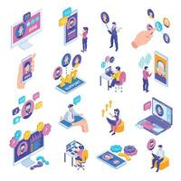 Tech Support Isometric Icons vector