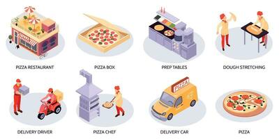 Isometric Pizza Round Compositions vector