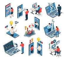 Technical Support Isometric Set vector