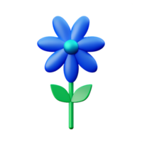 blå blomma 3d tolkning ikon illustration png