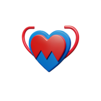 heart line 3d rendering icon illustration png