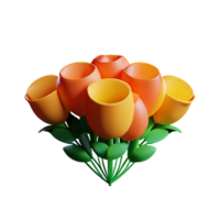 bouquet 3d rendering icon illustration png