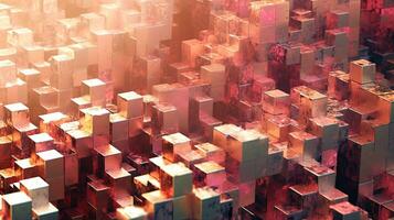 Abstract background with structure of cubes. Colorful cubes texture for technology backdrop. Generated AI. photo