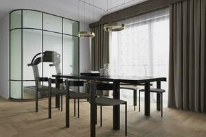 Modern Dining Table in the Dining room interior design overview 3D Rendering photo