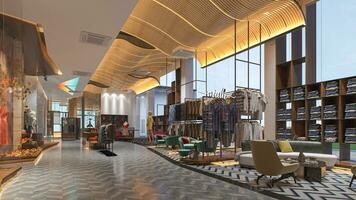 City Glamour Indulging in Luxury at Shopping City's Prestigious Mall 3D rendering photo