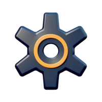 gear 3d rendering icon illustration comma separated, no special characters png