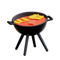 un barbecue 3d le rendu icône illustration png