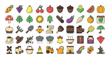 collection of autumn icons. filled outline icon vector