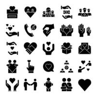 kindness icon set. solid icon vector
