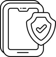 mobile security line icon design style vector