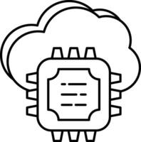 nube chip línea icono diseño estilo vector