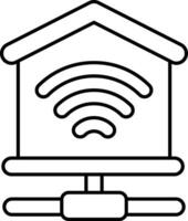 home wifi line icon design style vector