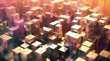 Abstract background with structure of cubes. Colorful cubes texture for technology backdrop. Generated AI. photo